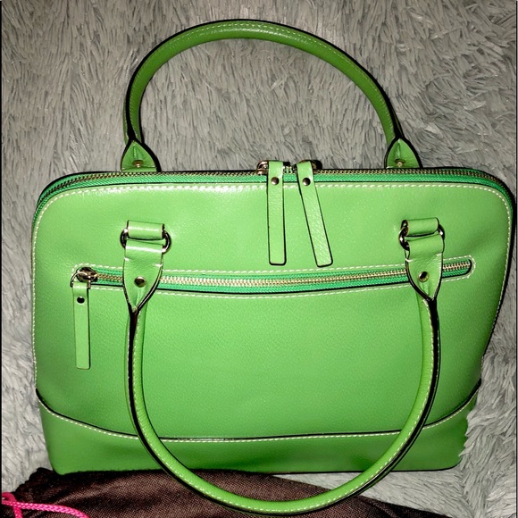 Vintage Kate Spade New York Wellesley Rachelle Apple Green Leather Satchel Large - Picture 3 of 13